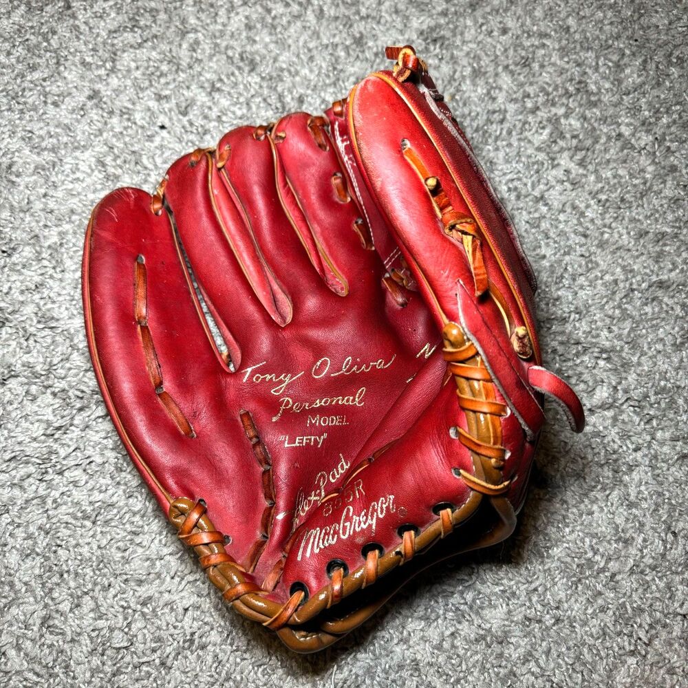 Vintage MacGregor Leather Red Baseball Glove LHT Tony Oliva Autograph Model 855R